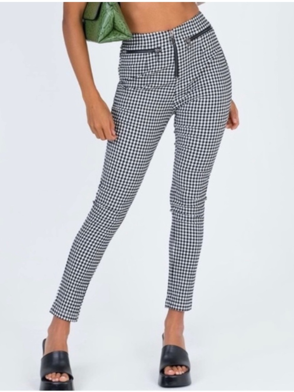 Princess Polly Black & White Gingham Skinny Pants Size 6
